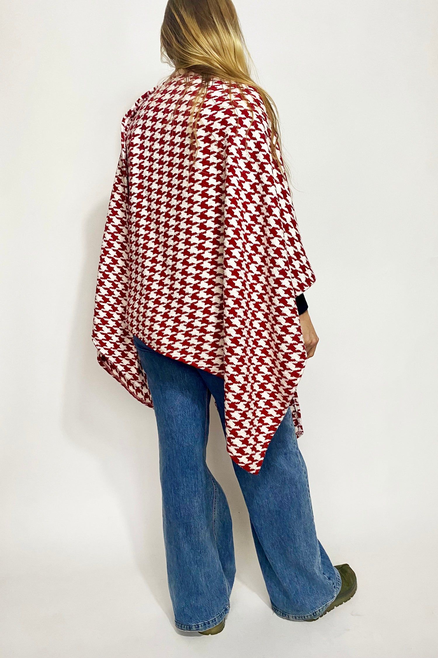 Red and White Houndstooth Cape
