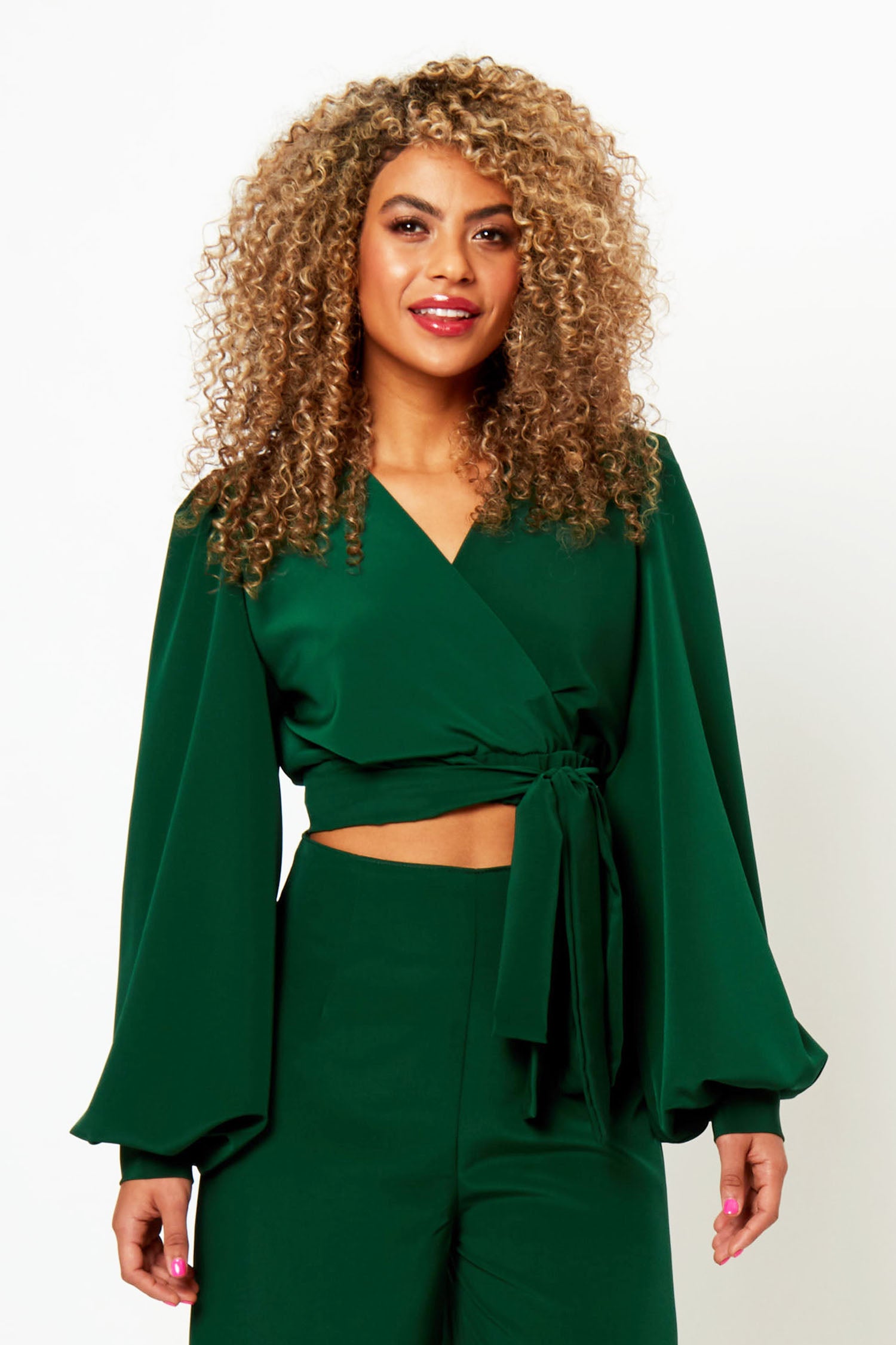 Emerald Green Kimono Wrap Top
