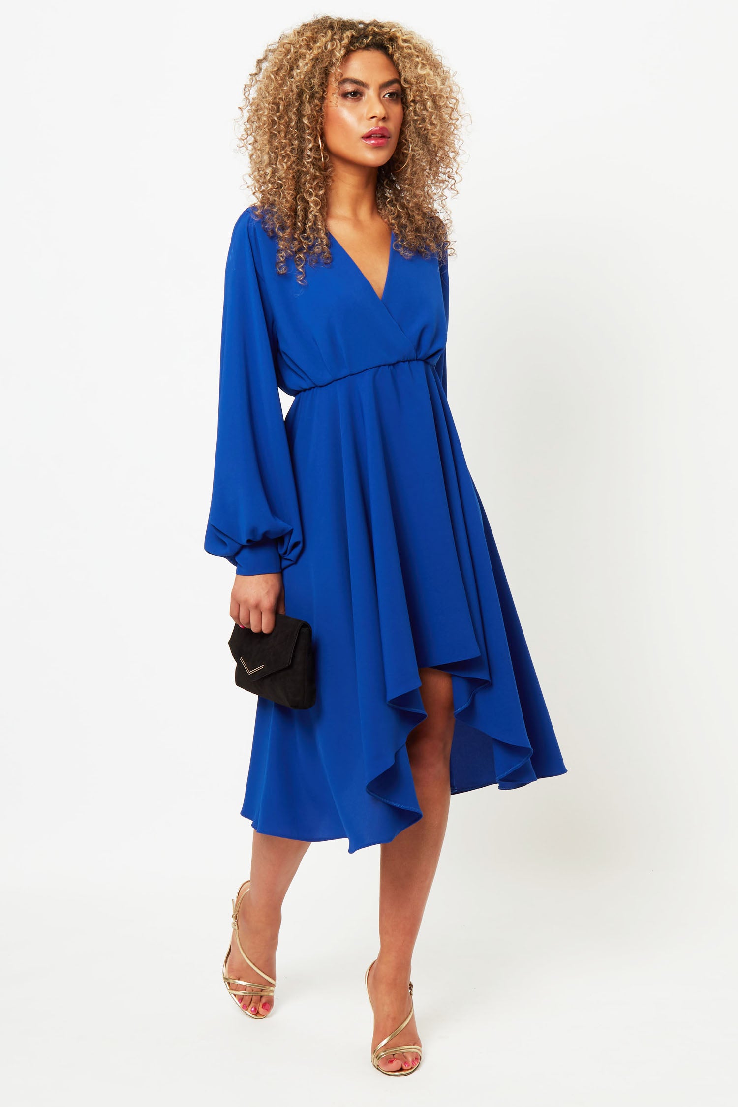 Cobalt Blue Katie Dress with Balloon Sleeves