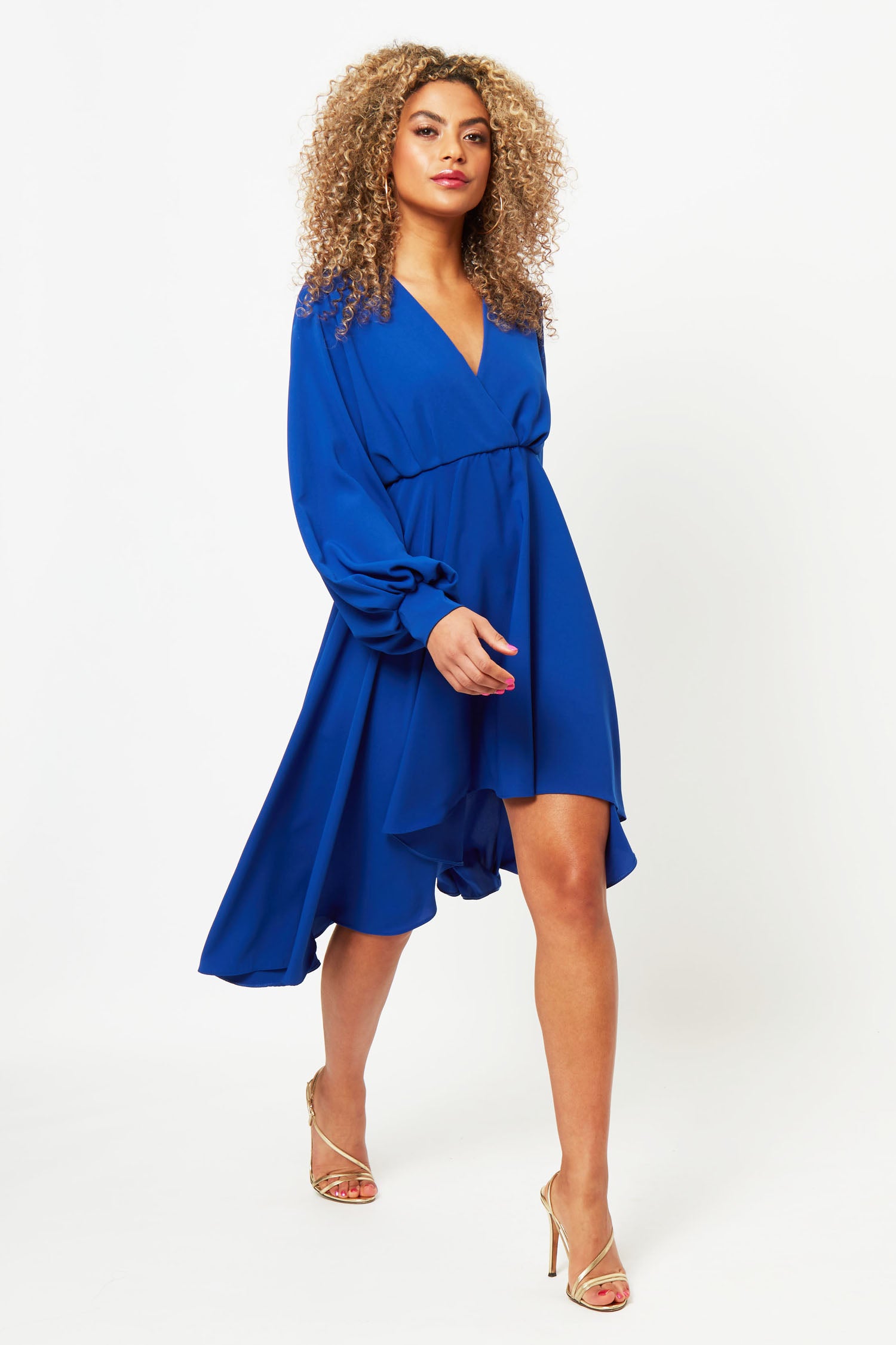 Cobalt Blue Katie Dress with Balloon Sleeves