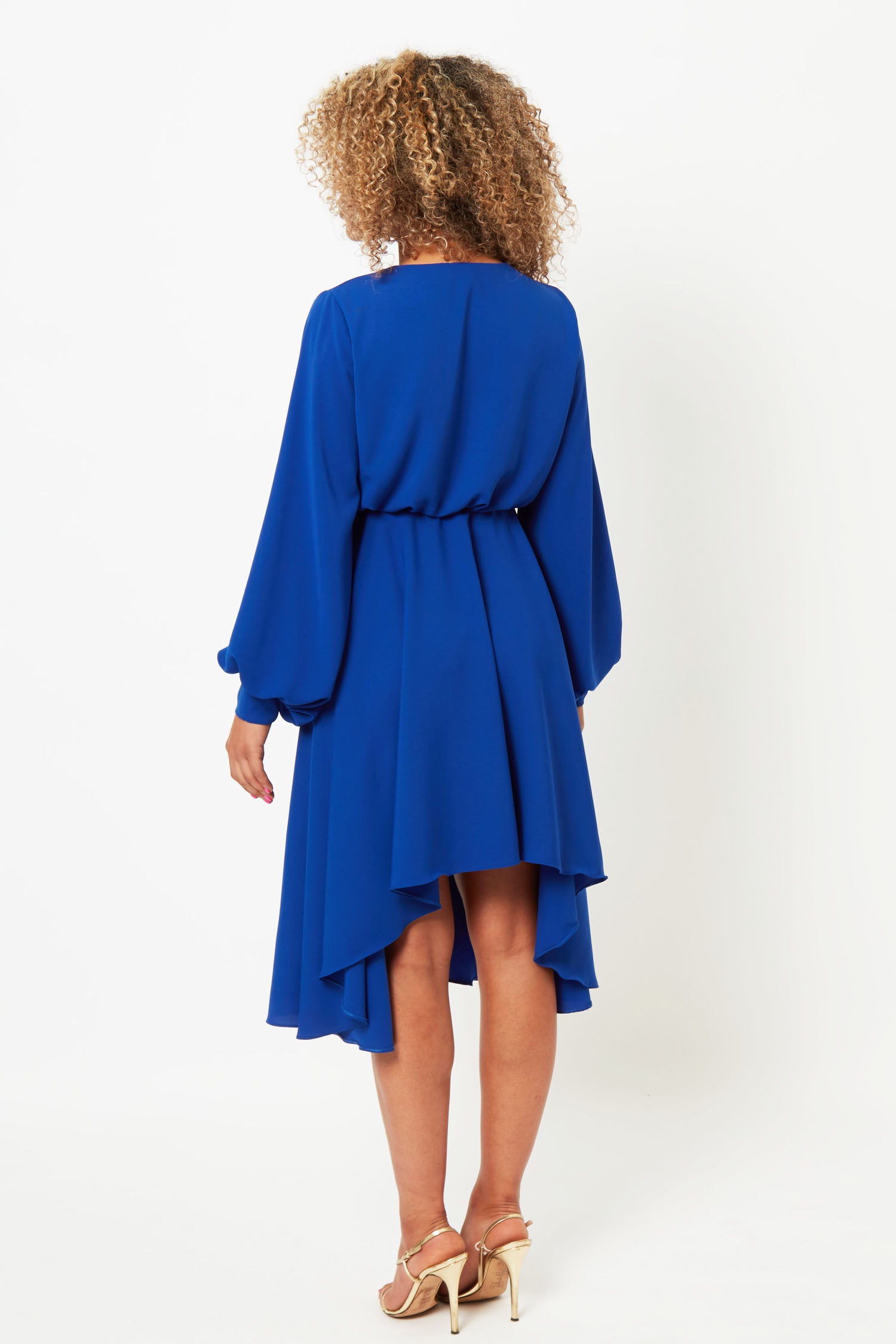 Cobalt Blue Katie Dress with Balloon Sleeves