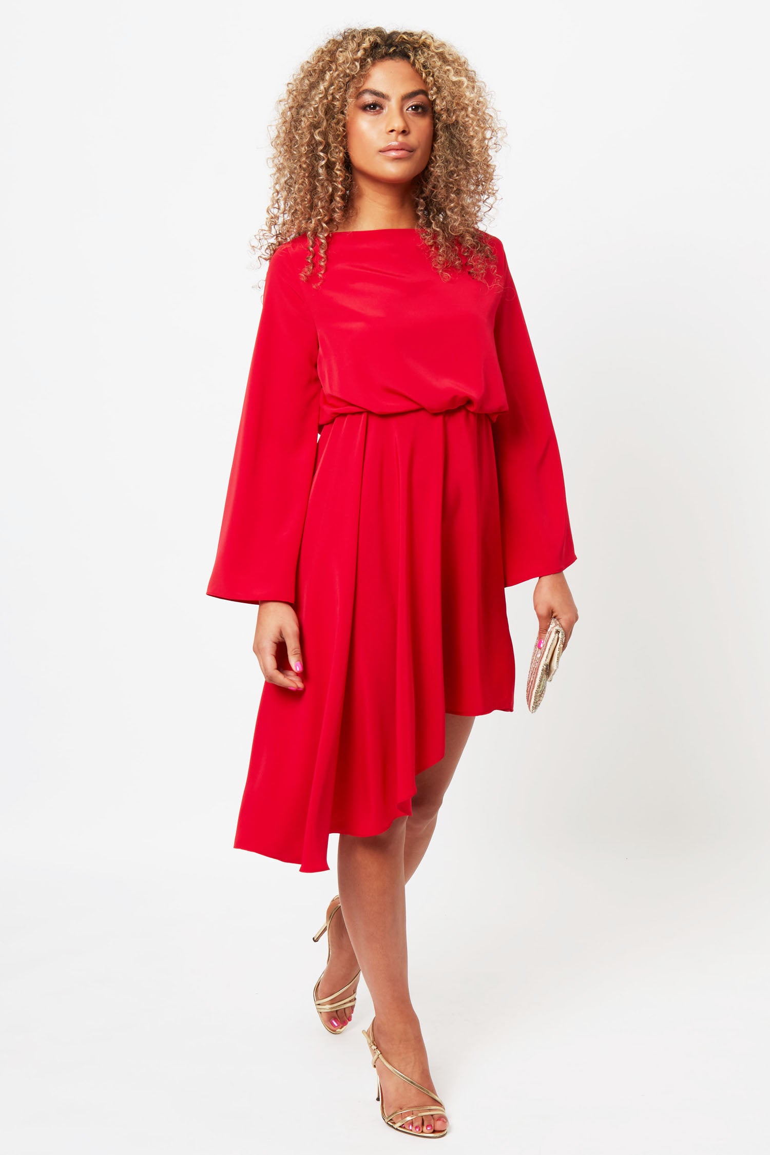 Red Mila Dress with Kimono Sleeves