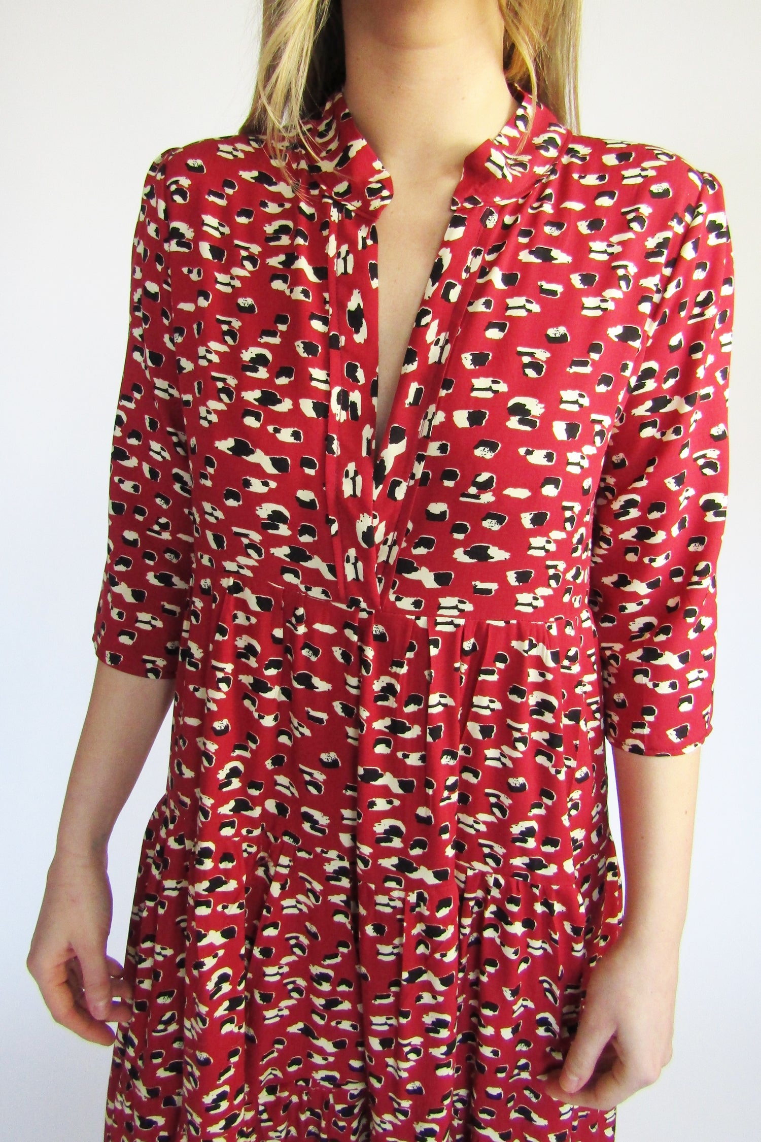Red Leopard Print Tiered Boho Clara Maxi Dress