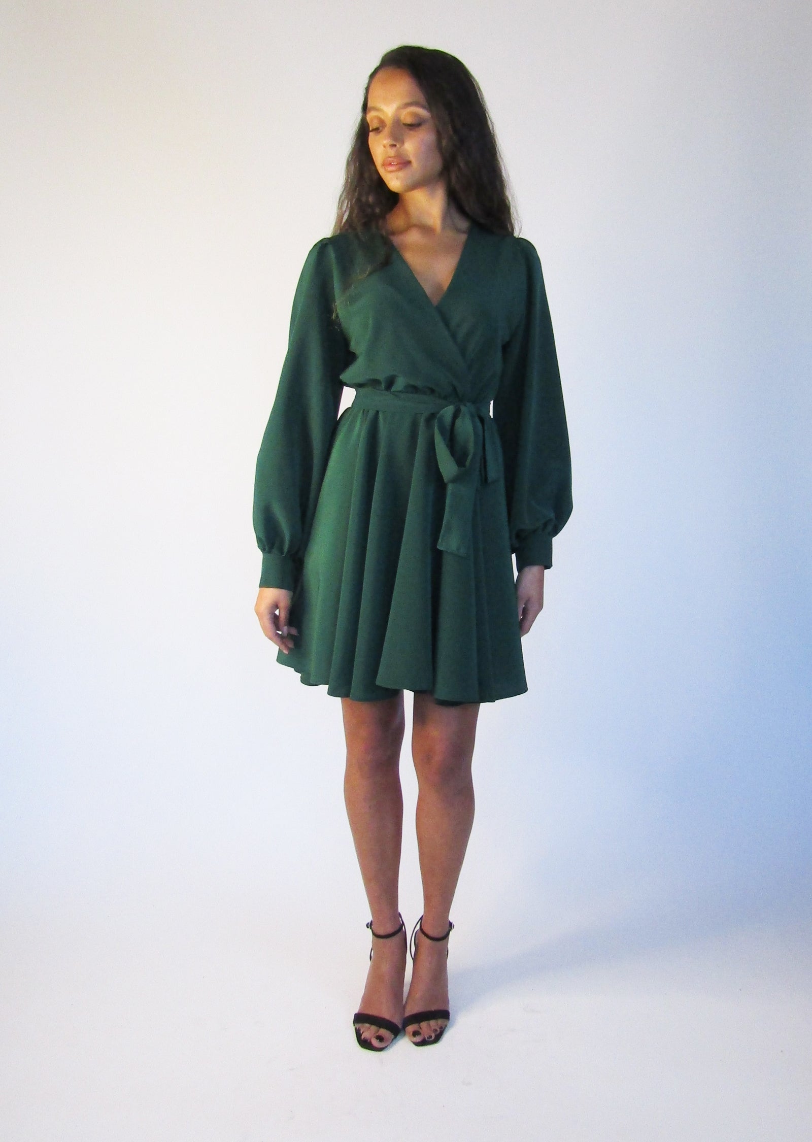 Emerald Green Wrap Mini Dress